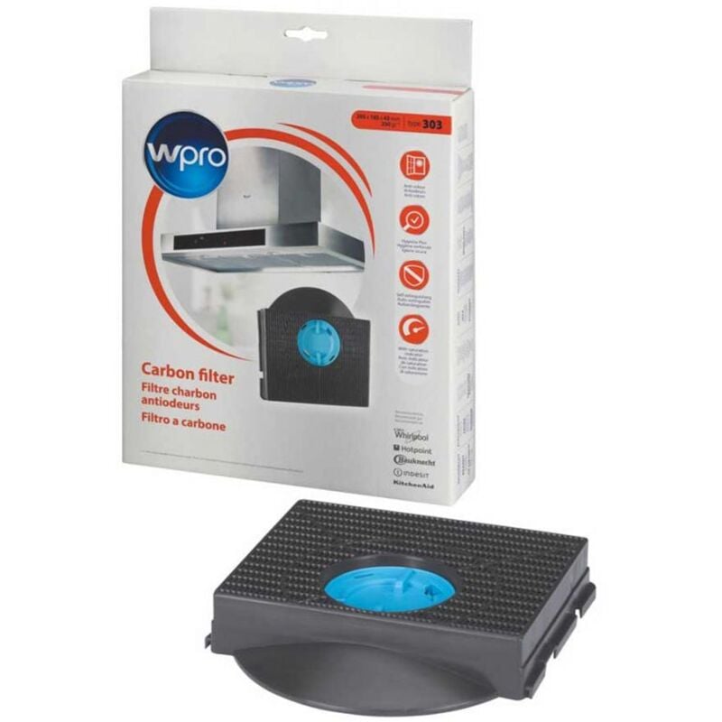 Wpro - Filtre charbon rectangulaire FAT303 type 303 (à l'unité) 215X205X43 mm d'origine
