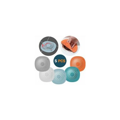 Filtre Cheveux Douche - Attrape Cheveux Protections de vidange en Silicone avec Ventouse, pour évier de Douche, Baignoire - 5CPS
