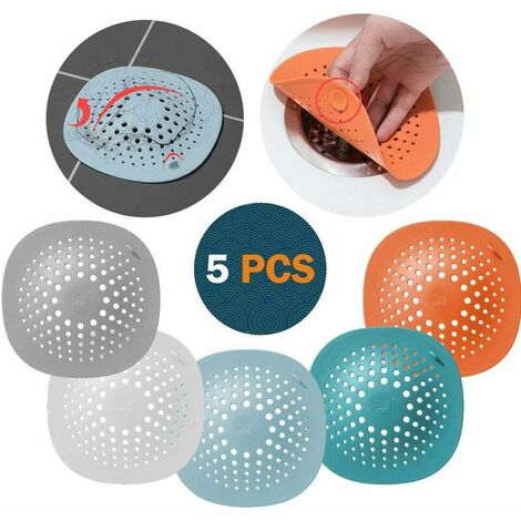 Filtre Cheveux Douche - Attrape Cheveux Protections de vidange en Silicone avec Ventouse, pour évier de Douche, Baignoire - 5CPS
