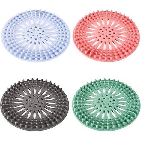 filtre  Cheveux En Silicone, 4 Pcs Filtre Protecteur De Drain Couvercles De Drain De Douche Pour Attraper Les Cheveux, Utilis Dans La Baignoire, S