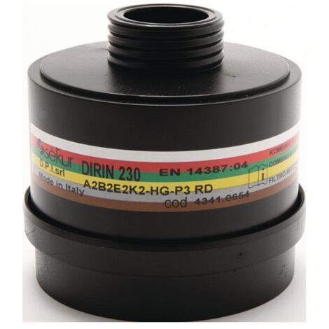 Filtre combiné multi-usage DIRIN 230 EN 14387 A2 B2 E2 K2 Hg-P3 EKASTU