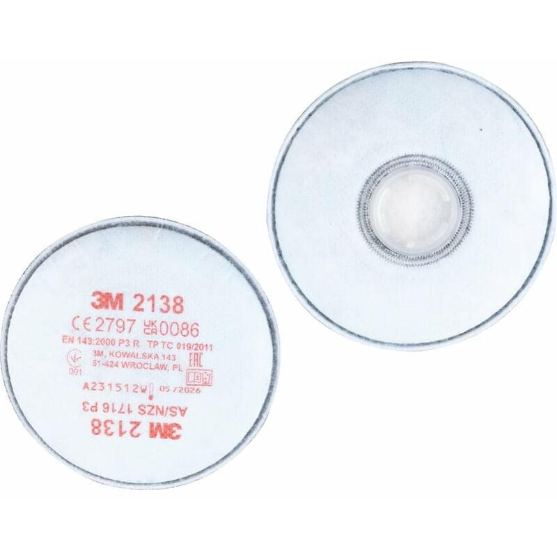 3M - 2138-P3 Particulate Filters + Nuisance Level Organic Vapour and Gas (Pair)