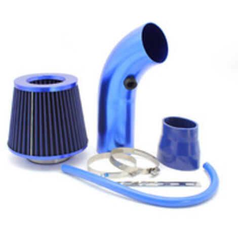 Filtre d'admission d'air froid : kit d'admission d'air 3 pouces, filtre à air froid avec tuyau en aluminium pour moteur de course automobile - Bleu