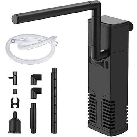 Filtre d'aquarium, Pompe d'aquarium 4w, Circulation d'eau purifiée, Filtre intérieur d'aquarium réglable, Pompe à Eau 300l / h, Filtre d'aquarium Fluide avec Pompe à Eau pour Aquarium 60L