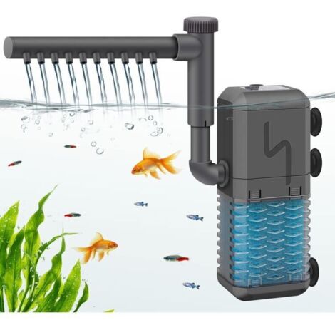 Filtre d'aquarium réglable, 600 l/h, pompe de filtre interne avec barre de pulvérisation, filtre submersible silencieux 6 W pour petit réservoir jusqu'à 120 litres