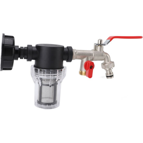 Filtre d'arrosage pour réservoir IBC, adaptateur de robinet, joint de fût, pompe d'irrigation de jardin/aquarium, crépine d'eau S60x6 vers G1/2 femelle avec robinet double G1/2