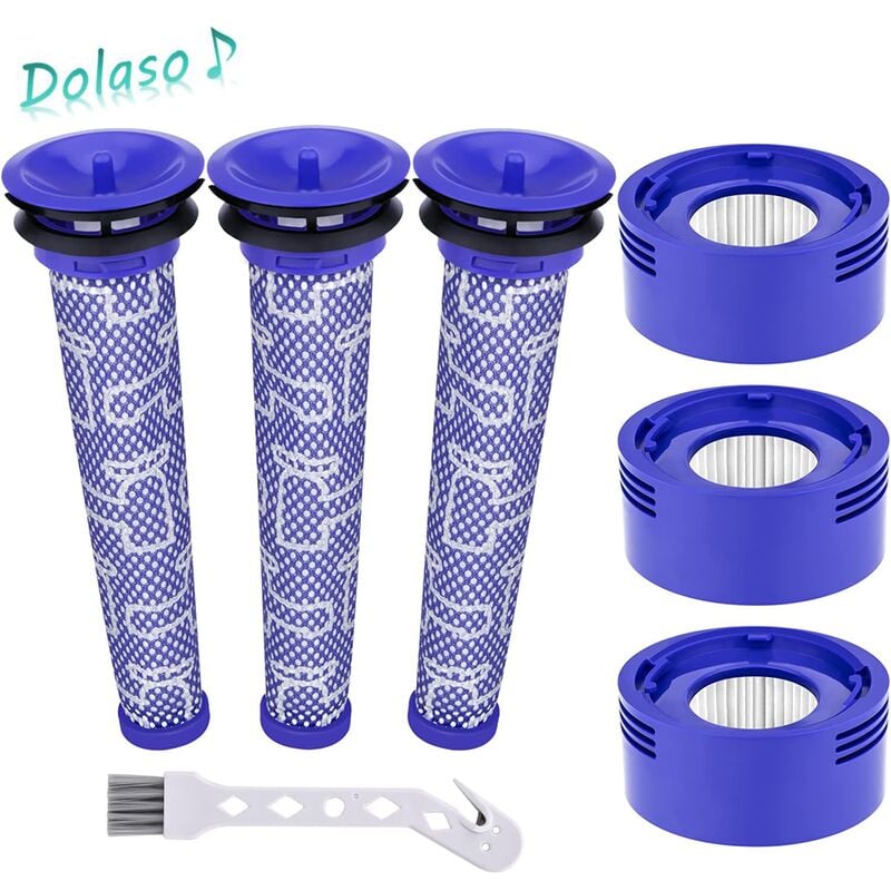 Dolaso - FlkwoH Filtre d'aspirateur pour Dyson V8, filtre lavable pour Dyson V7, filtres de rechange pour aspirateur Dyson V7 V8, filtre post-moteur