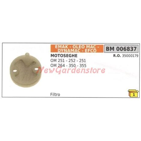 Filtre d'aspiration d'huile pour tronçonneuse Oleomac 251 252 264 350 355 35000179