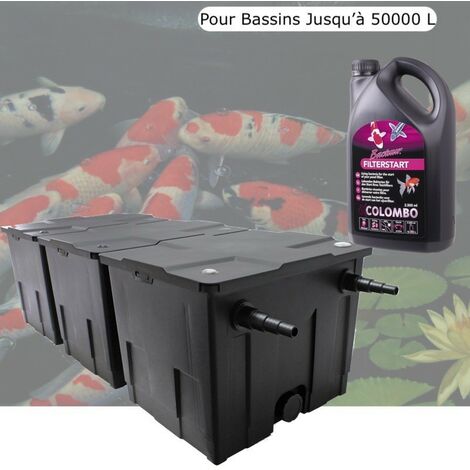 Filtre De Bassins De Jardin Et Etangs + Bactéries 2500 ml jusqu'à 50000 Litres sans poissons