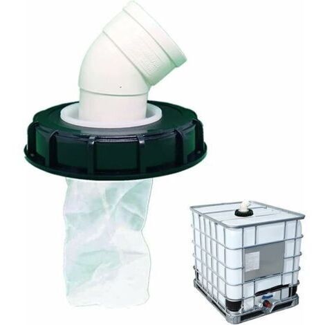 Filtre de cuve 1000 L à 45° avec filtre en nylon lavable pour raccordement de cuve 1000 L, filtre de couvercle IBC, accessoires de cuve IBC, filtre à eau de pluie en nylon 165 mm