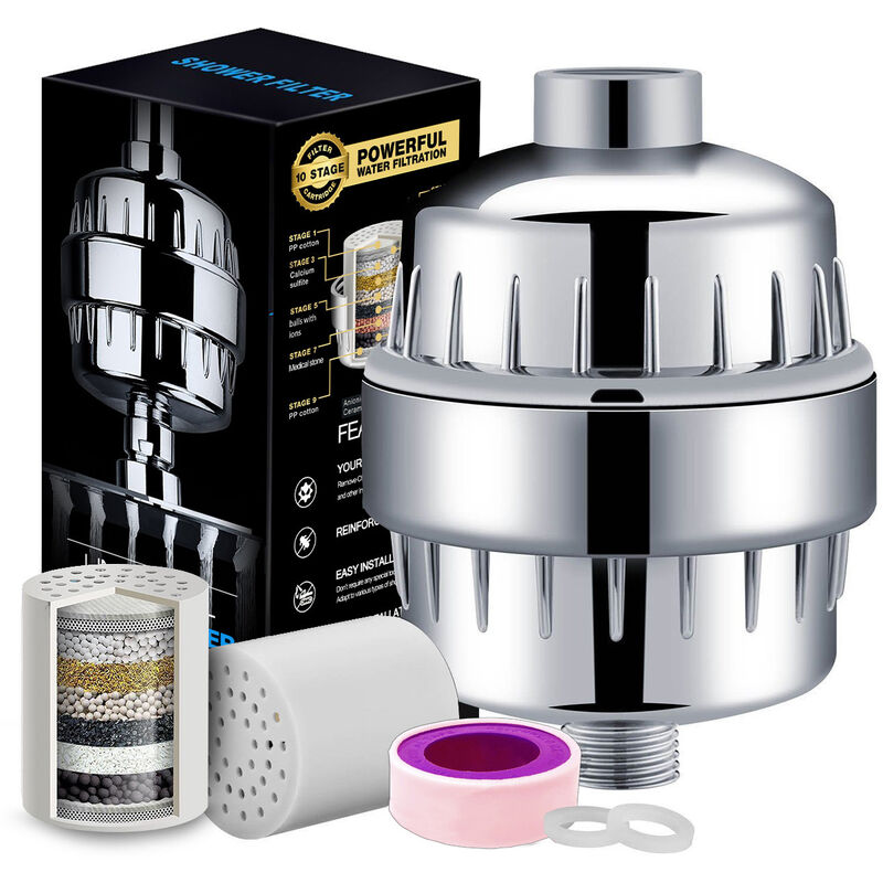 Ineasicer - Filtre de douche à 20 étapes, filtre à eau dure, peau et cheveux plus sains, élimine le chlore, les métaux lourds et autres sédiments,