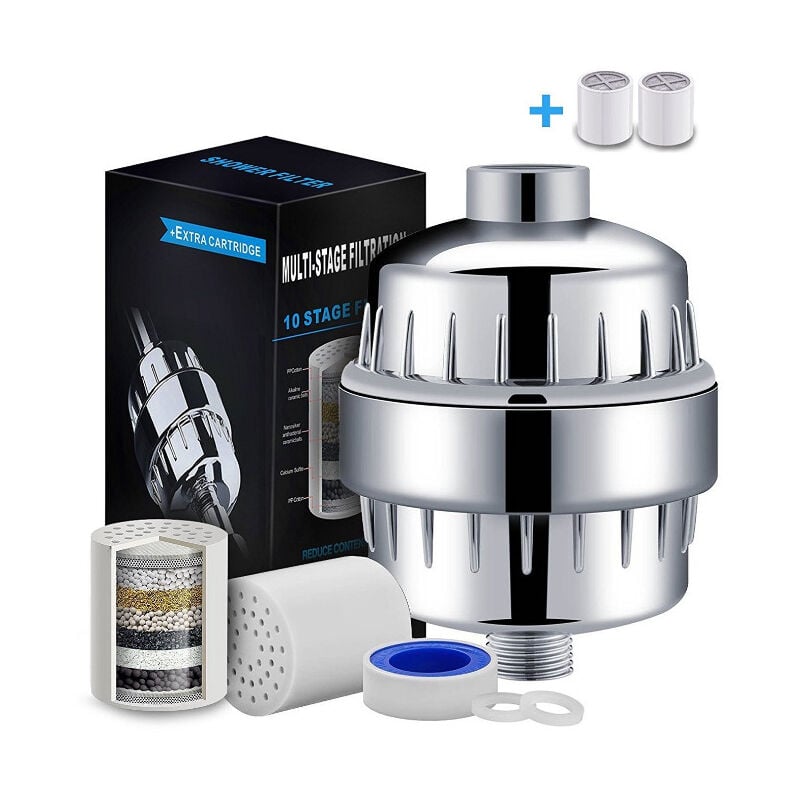 Coocheer - Filtre de douche à eau dure à 17 niveaux avec vitamine c, filtre de douche, élimine le chlore et le fluorure - Contient 2 cartouches