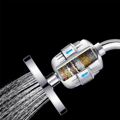 Filtre de douche anticalcaire à 15 étapes avec - Filtre de douche à haut débit pour éliminer le chlore et le fluorure - 2 cartouches incluses - Filtre de douche à main