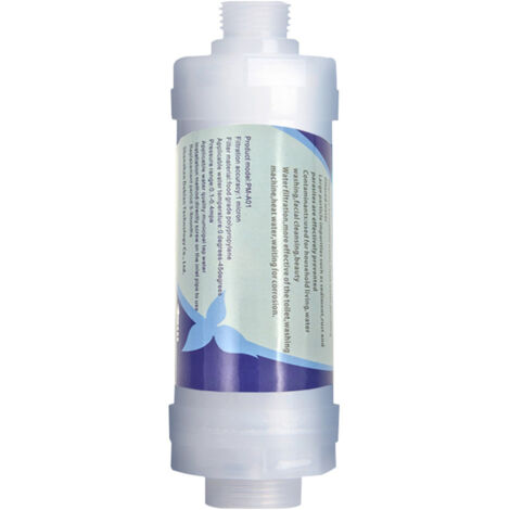 Filtre de Douche Professionnel [Résine de Haute Qualité] 5x5x15 cm Blanc Filtration 5 Microns Jusqu'à 40°C