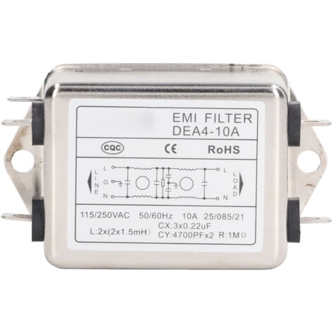 INEASICER Filtre De Ligne Électrique Suppresseur De Bruit Filtre d'Alimentation Emi Suppresseur De Bruit Purificateur Audio Ac Monophasé Ac115v/250v 50/60hz 10a Type De Puce