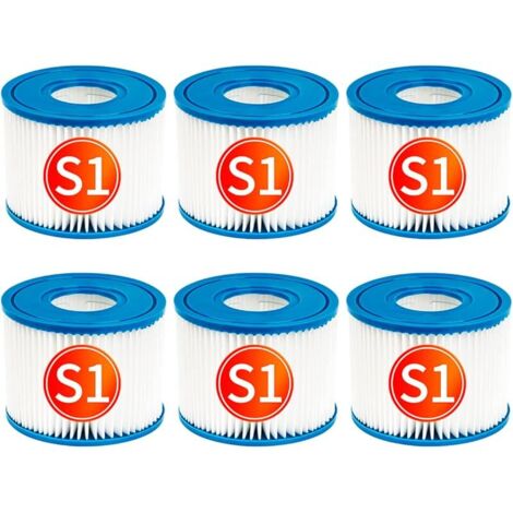 Filtre de Piscine Compatible avec PureSpa Type S1 la Cartouche de Filtre de Pompe à Cartouche de Rechange, Paquet de 6 filtres de piscines à Source Chaude (4,2 x 2,8 Pouces)