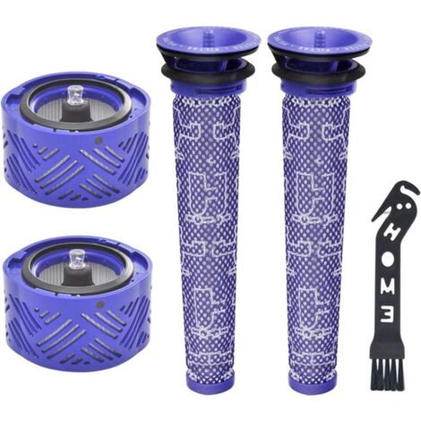 Filtre de Rechange pour Aspirateur Dyson V6 Séries, 2 pièces Lavables Pré-Moteur Filtre, 2 pièces Lavables HEPA Post-Moteur Filtre et 1pièce Outil de Nettoyage