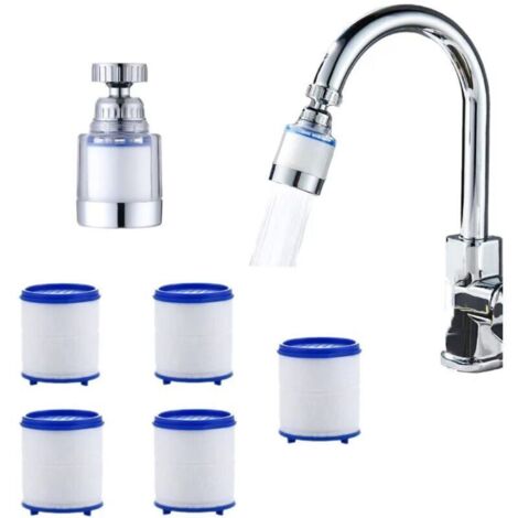 Filtre de robinet avec 5 filtres de remplacement, adoucisseur d'eau, filtre à eau pour robinet de cuisine et de salle de bain