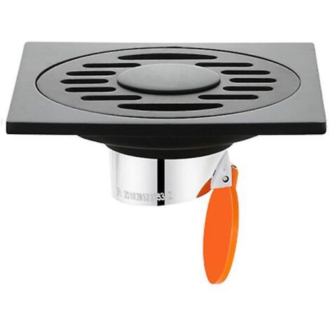 Filtre de siphon de douche en acier inoxydable pour salle de bain et cuisine - Grille de siphon de sol carrée, droite et épaisse avec colle anti-odeurs