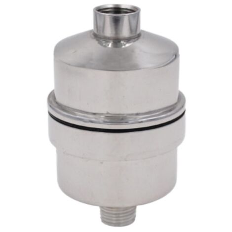 Filtre-douche inox anti-chlore – Capacité déchloration 90-99% – Dimensions 74mm x 118mm – Pression minimale 1,5 bars – Hydropure