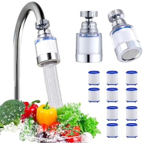 Filtre Eau Robinet - Lot de 2 - ABS et Coton PP - Rotation 360° - Cuisine Salle De Bain - Blanc