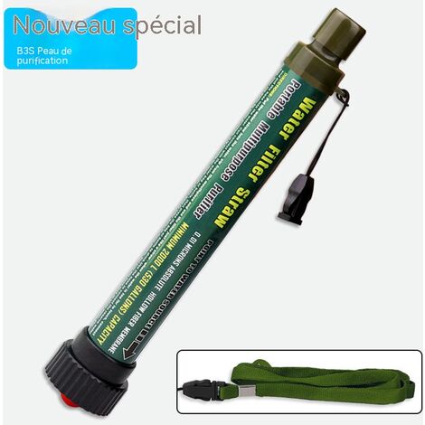 Filtre Eau Survie Portable 2000L, Paille Filtrante Survie Gourde Filtrante Filtre à Eau Élimine Bactéries, Odeurs et Substances Nocives, Purificateur Eau pour Camping, Randonnée et Urgences