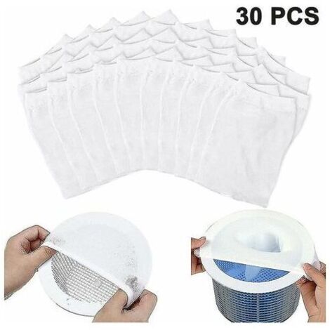 Filtre écumeur piscine 30pcs, chaussettes filtrantes pour feuilles et débris, protection optimale