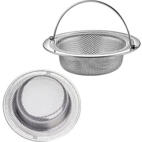 Filtre évier Cuisine,2 Pcs Filtre à évier avec Poignée en Acier Inoxydable,Grille Evier Cuisine,Bouchon Evier Cuisine,pour Évier de Cuisine/Salle de Bain Filtre AntiObstruction (11 cm Diamètre)