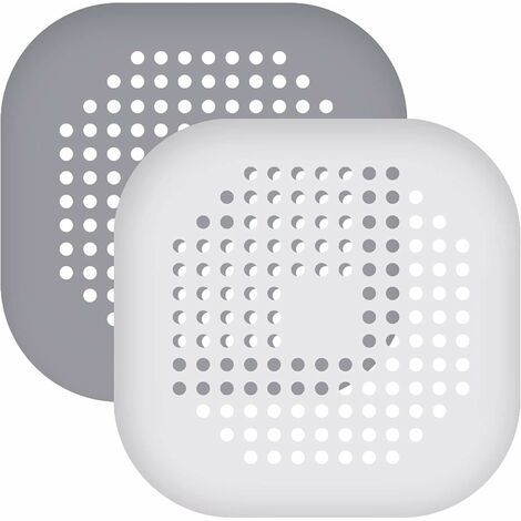 Filtre Évier en Silicone Filtre Drain de Douche, Attrape-Cheveux, Protections de vidange en Silicone avec Ventouse pour évier de Cuisine, Salle de Bain, 14*14cm Fontainebleau 2 Pcs Gris et Blanc