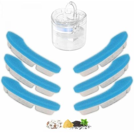 Filtre Fontaine a Eau pour Chat Améliorés Filtre Fontaine Eau Chat à Quadruple Action Filtres Remplacement 6 PCS pour Fontaines à Eau pour Chats et Chiens Automatique Silencieuse 1,8 L