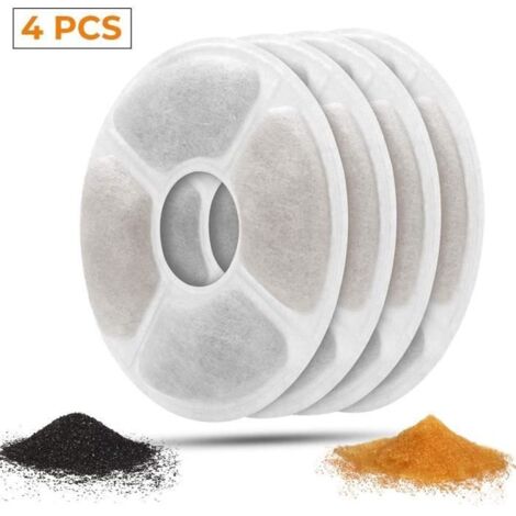 Filtre Fontaine Eau Chat Filtres pour Fontaine à Eau Chat (4 Pcs), Pet Fountain Filters avec Résine Echangeuse D\'ions et Charbon Act