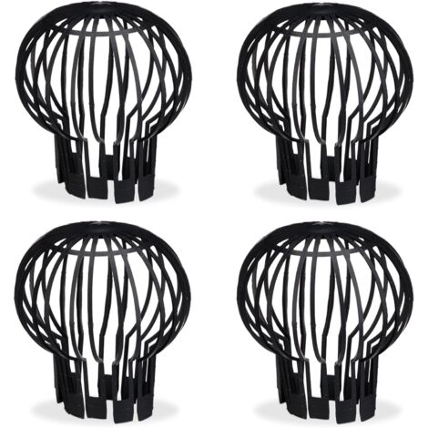Filtre gouttière, lot Pratique de 4, Plastique, crépine, Protection, écoulement de l’Eau, Ø 12 cm, Noir