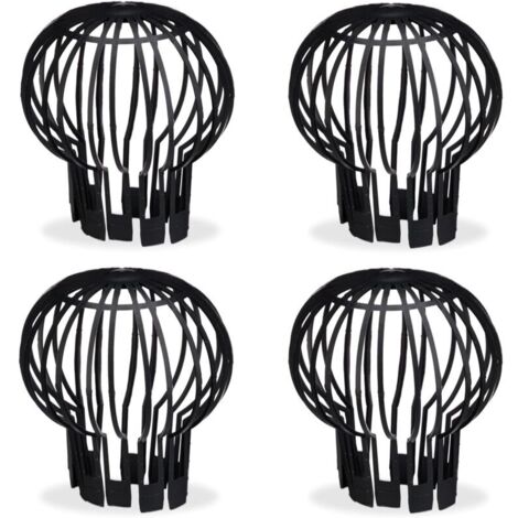 Filtre gouttière, lot Pratique de 4, Plastique, crépine, Protection, écoulement de l’Eau, Ø 12 cm, Noir