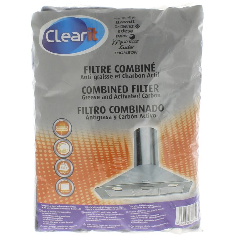 Universel - Filtre graisse + filtre charbon 57x47 pour Hotte