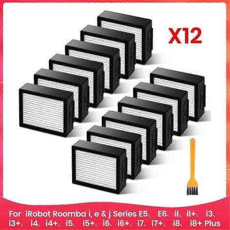 Filtre Hepa 12 pièces pour IRobot Roomba EI & J série E5 E6 I1 I1 + I3 I3 + I4 I4 + I5 I5 + I6 I6 + I7 I7 +