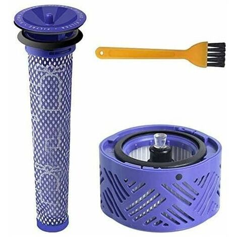 Filtre HEPA Post-Motor V6 et préfiltre d'aspirateur V6 V7 V8, kit de filtre de rechange Dyson V6 Series, accessoire d'aspirateur DY-966912-03 (lot de 3 avec brosse de nettoyage)