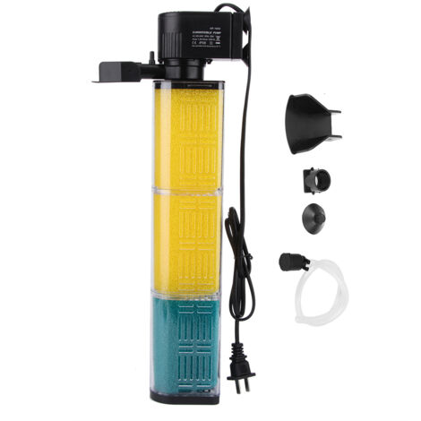 Filtre Interne 3 en 1 pour Aquarium – PVC – 25W – Débit 1200L/h – Oxygénation & Filtration Bio
