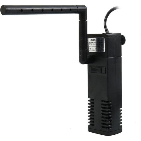 Filtre interne pour aquarium, 4 W, 300 L/h, pompe de filtration pour aquariums de 60 L, convient aux petits aquariums et aux terrariums pour tortues, dimensions : 46 x 42 x 134 mm.