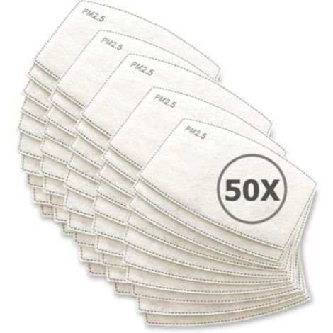 Filtre Jetable pour Masque - [Pack 50 Unités] Lot de Filtres Remplaçables avec 5 Couches de Filtration Matériau Doux et Respirant Anti-buée et Anti-poussière Protection pour Adultes et Enfants