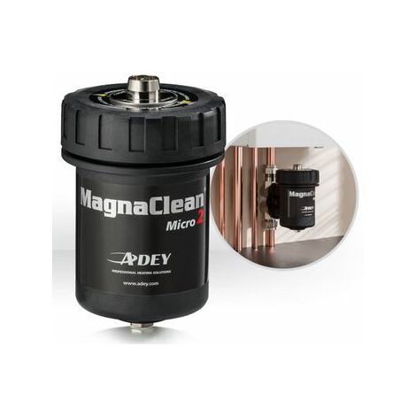 Filtre magnétique MagnaClean Micro 2 pour chauffage central – Élimine boues et dépôts – Compact 26x34mm pour espaces restreints – Adey