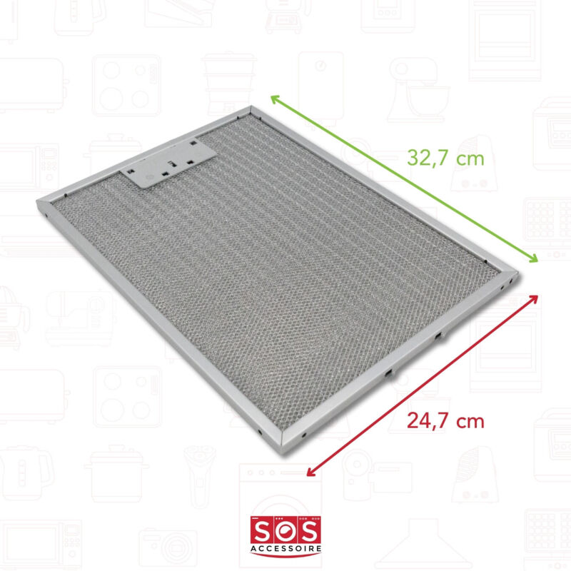 Filtre métallique à graisse 247X327mm pour Hotte 50293009002, 50287195007 ALNO, ELECTROLUX