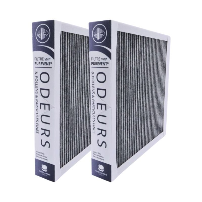 Filtre officiel vmi - Lot de 2 filtres Anti odeurs - pour vmi Purevent - Purification d'Air Intérieur - Jetable