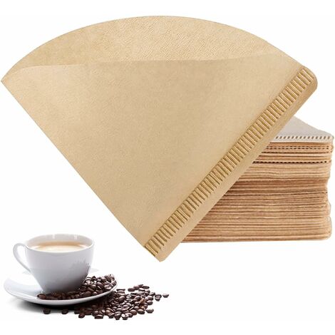 Filtre papier pour cafetiere, 100 cônes V60 Filtres en papier pour cafetière filtre papier cafetiere Compatible avec V60 Taille 02(1 à 4 tasses)