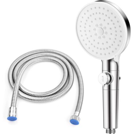 Filtre Pommeau de Douche avec Tuyau de 1.5m, 5 Modes Haute Pression Douchettes à Main avec Deau Stop bouton, Anti Calcaire Pomme de Douche, Filtrant Têtes de Douche pour Salle de Bain SPA (Argent)