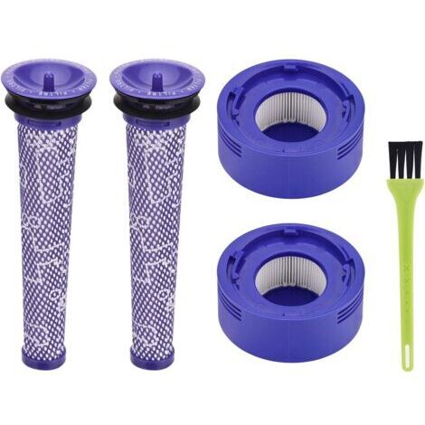 Filtre pour Dyson V8 V7 Cyclone, Kit de Remplacement Post-Moteur Filtre & Pré Filtre avec Brosse de Nettoyage, Accessoire d'Aspirateur  DY-96566101, DY-96747801