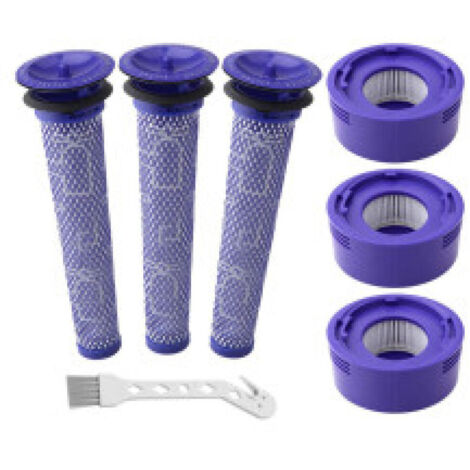 Filtre pour Dyson V8/V7, Filtres de Rechange Lavable pour Aspirateur Dyson V7/V8 Absolute, Accessoire Aspirateur pour Dyson V8 Avec 3 Post-Filtres HEPA, 3 Pré-Filtres, 1 Outil de Nett