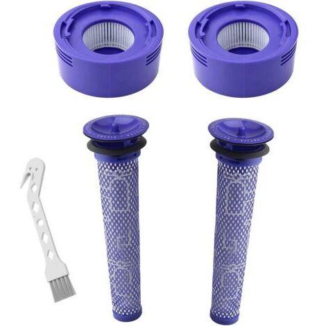 Filtre pour Dyson V8/V7, Filtres de Rechange Lavable pour Aspirateur Dyson V7/V8 Absolute et Animal, Accessoire Aspirateur pour Dyson V8 Avec 2 Post-Filtres HEPA, 2 Pré-Filtres, 1 Outil
