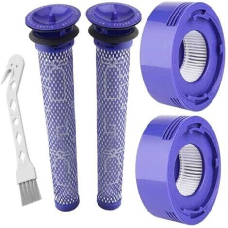 Filtre pour Dyson V8/V7, Filtres de Rechange Lavables pour Aspirateur Dyson V7/V8 Absolute et Animal, Accessoire Aspirateur pour Dyson V8 Avec 2 Post-Filtres HEPA, 2 Pré-Filtres, 1 Outil de Nett