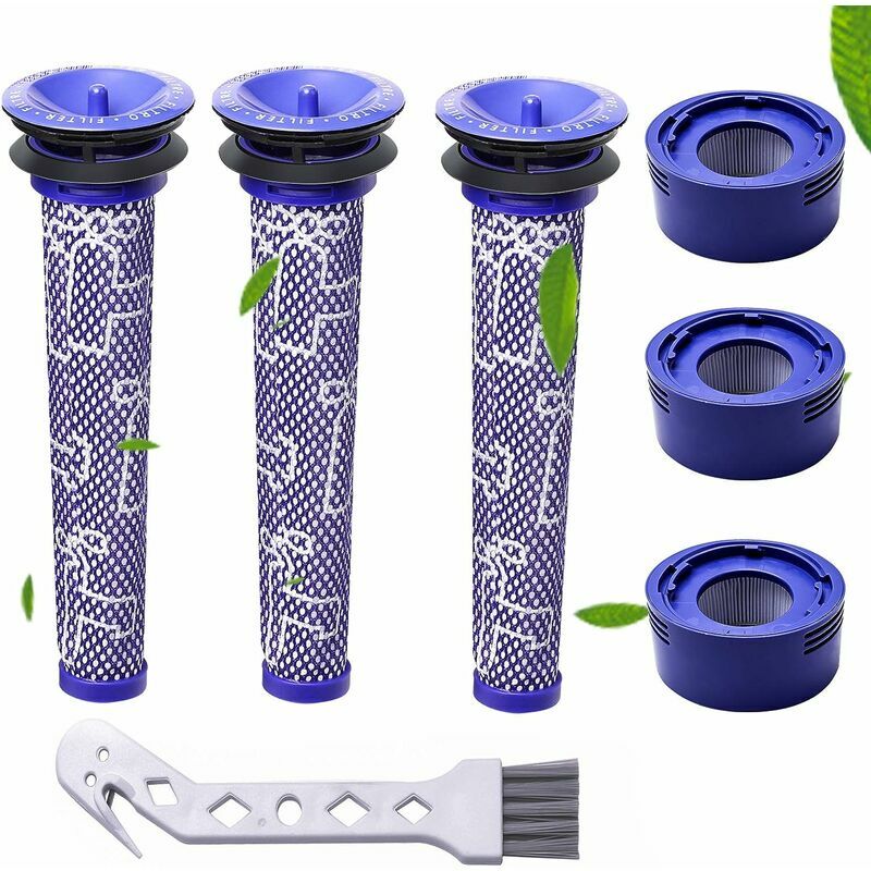 Filtre pour Dyson,filtres de Rechange pour aspirateur Dyson V7 et V8 , 3 Post-filtres hepa, 3 pré-filtres, pièce de Rechange(V7V8) Guazhuni