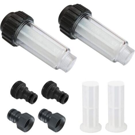 Filtre pour tuyau d'arrosage Ulisem, préfiltre à eau 2 pièces 3/4 po, ensemble de filtres à eau avec 4 éléments filtrants et 2 adaptateurs rapides pour nettoyeurs haute pression, pompe d'arrosage